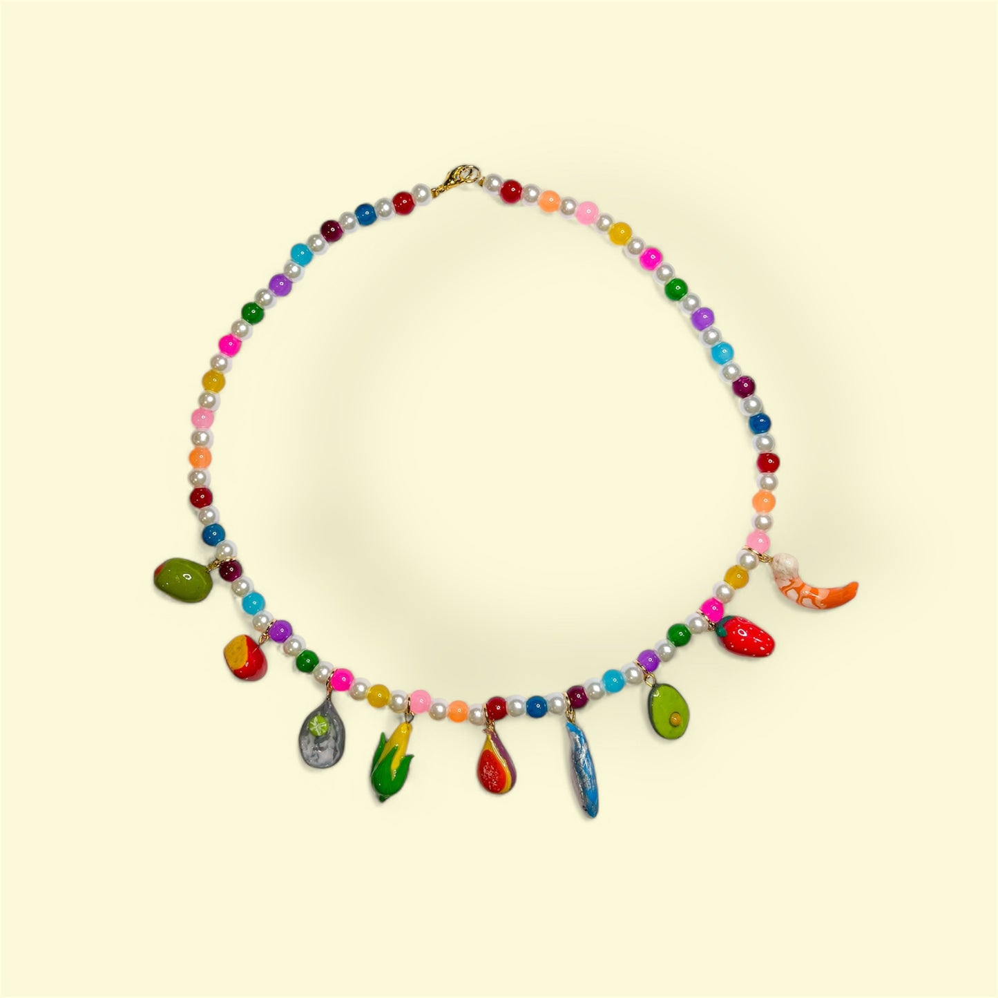 Collar de Charms 🥑🐟🫒🌽🍓🍤💜🧀🦪