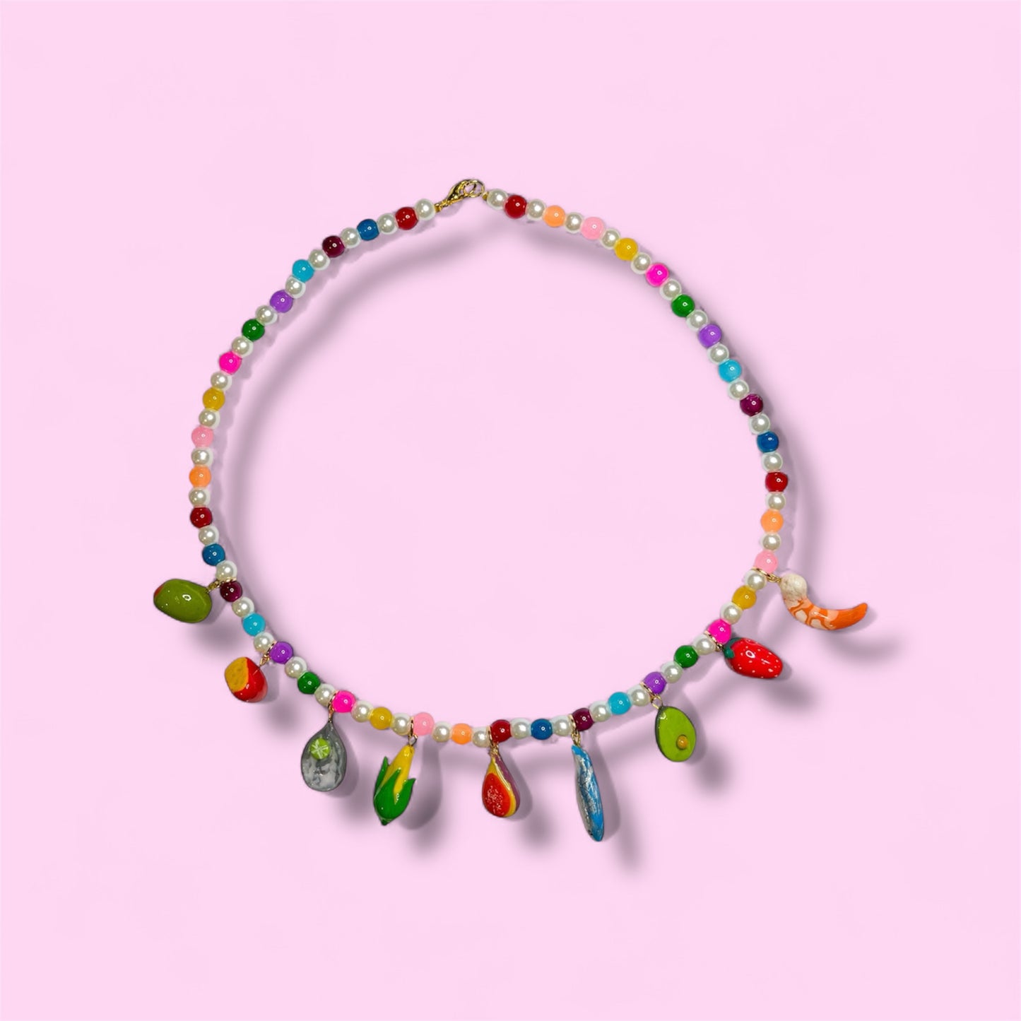 Collar de Charms 🥑🐟🫒🌽🍓🍤💜🧀🦪
